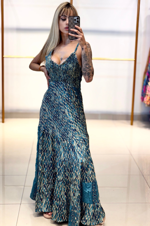 Vestido Longo Lastex Estampas Mix - Image 6