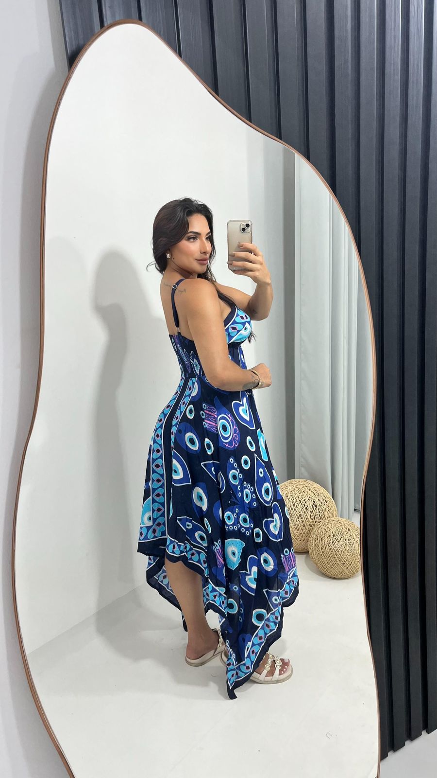 Vestido Olho Grego Costas Lastex Estampas Variadas - Image 5